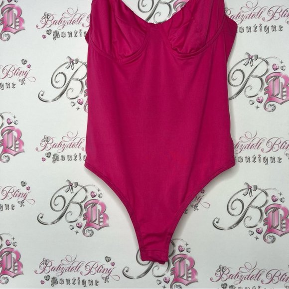 Wetseal bustier body suit babydoll style pink strappy tank top corset cups - Picture 7 of 8